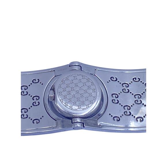 Authentic Gucci Stainless Steel GG Monogram Bangle Watch - Picture 5 of 13